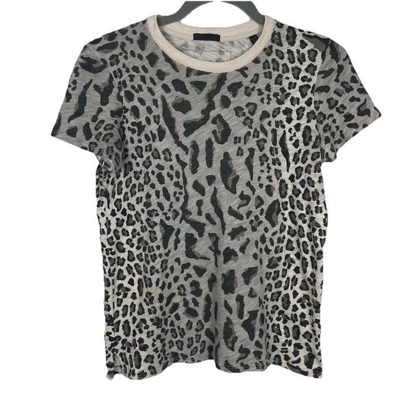 ATM Basic T-Shirt Tee Top Women's XS Beige Black Leopard Print Classic Designer - Picture 1 of 8